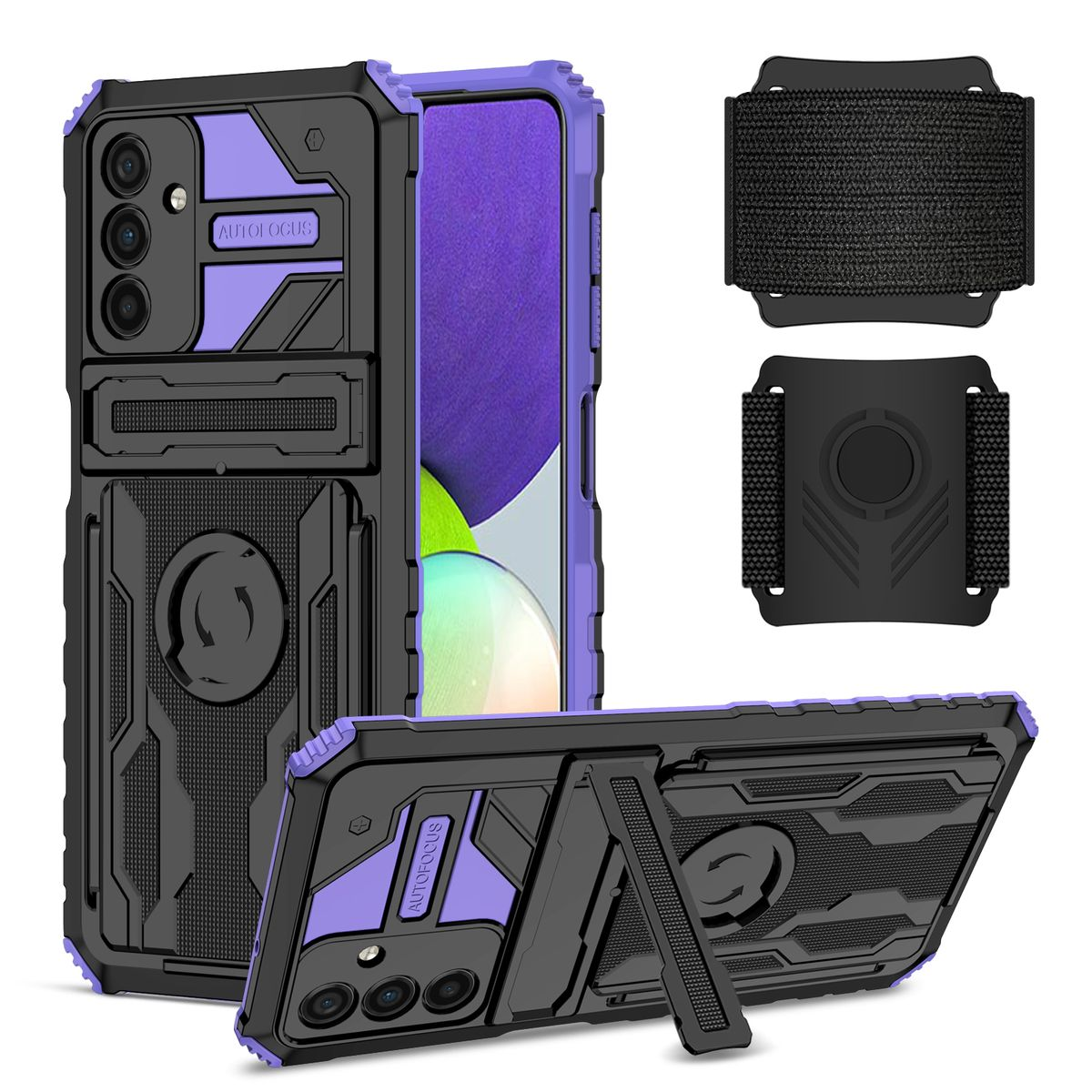 WIGENTO Shockproof Hülle Armband, Armor Samsung, Backcover, A54 5G, Lila Galaxy mit