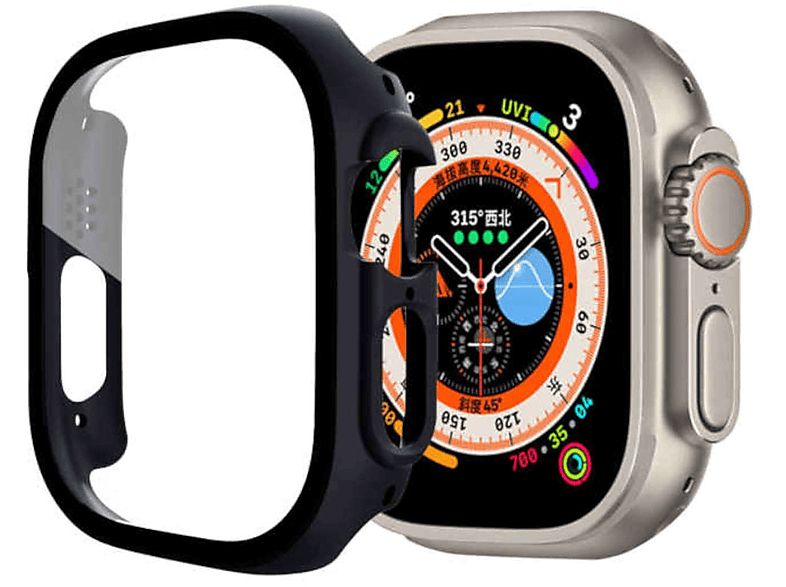 Smartwatchhülle(für Grad + 360 Glas Panzer 2 WIGENTO 2 Apple Hülle 1 Hart Ultra 1 H9 Watch in + Folie 49mm)