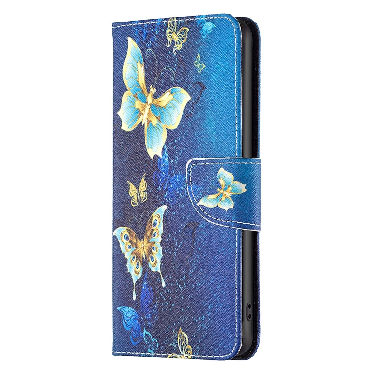 WIGENTO Book mit Blau Samsung, Druck Kreditkarten Fach, Case Muster Etuis & Motiv S23 Galaxy Bookcover, FE