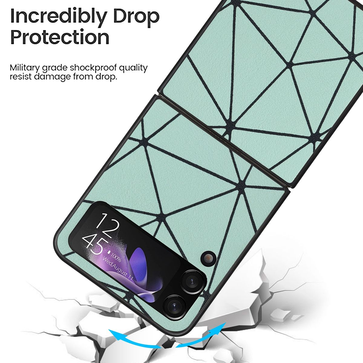 WIGENTO Kunstleder Spider Design Flip 5G, Samsung, Galaxy Z Flip4 Hülle, Full Grün Cover