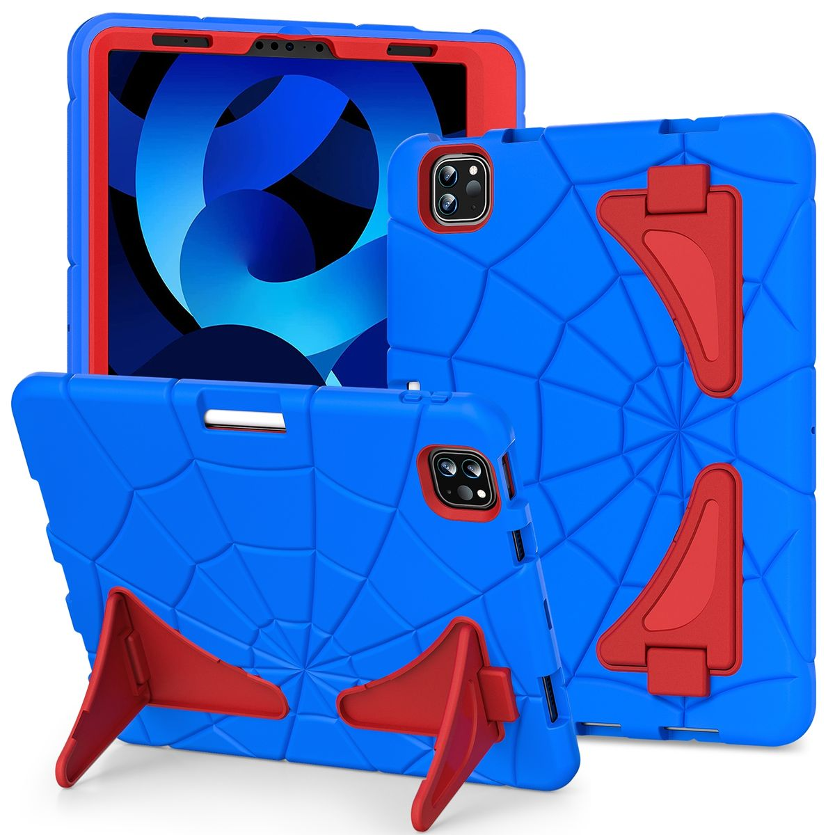/ Blau Outdoor Hybrid Kunststoff Design Tablethülle Rot Hülle Silikon, aufstellbar WIGENTO Backcover Apple Spider für /