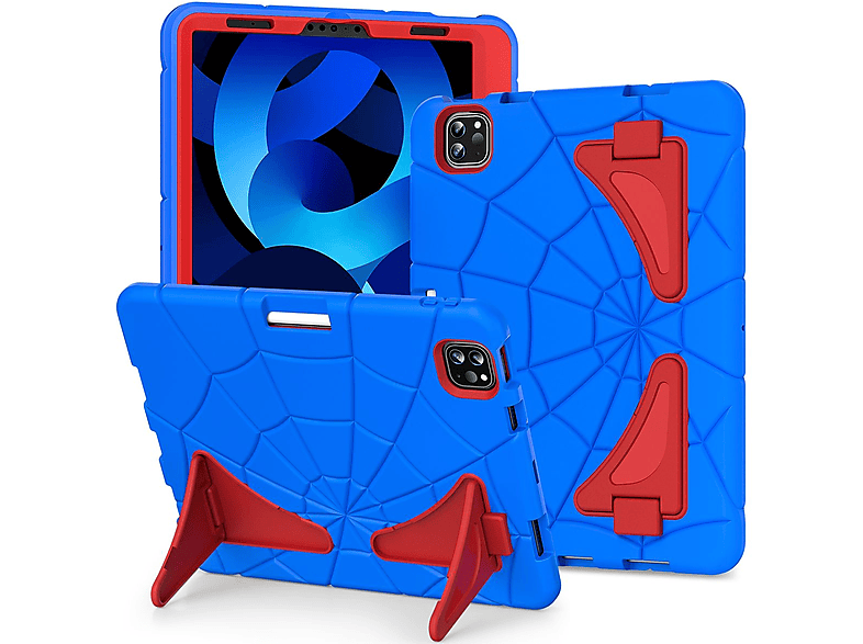 WIGENTO Outdoor Hybrid Hülle Spider Design aufstellbar Tablethülle Backcover für Apple Kunststoff / Silikon, Blau / Rot