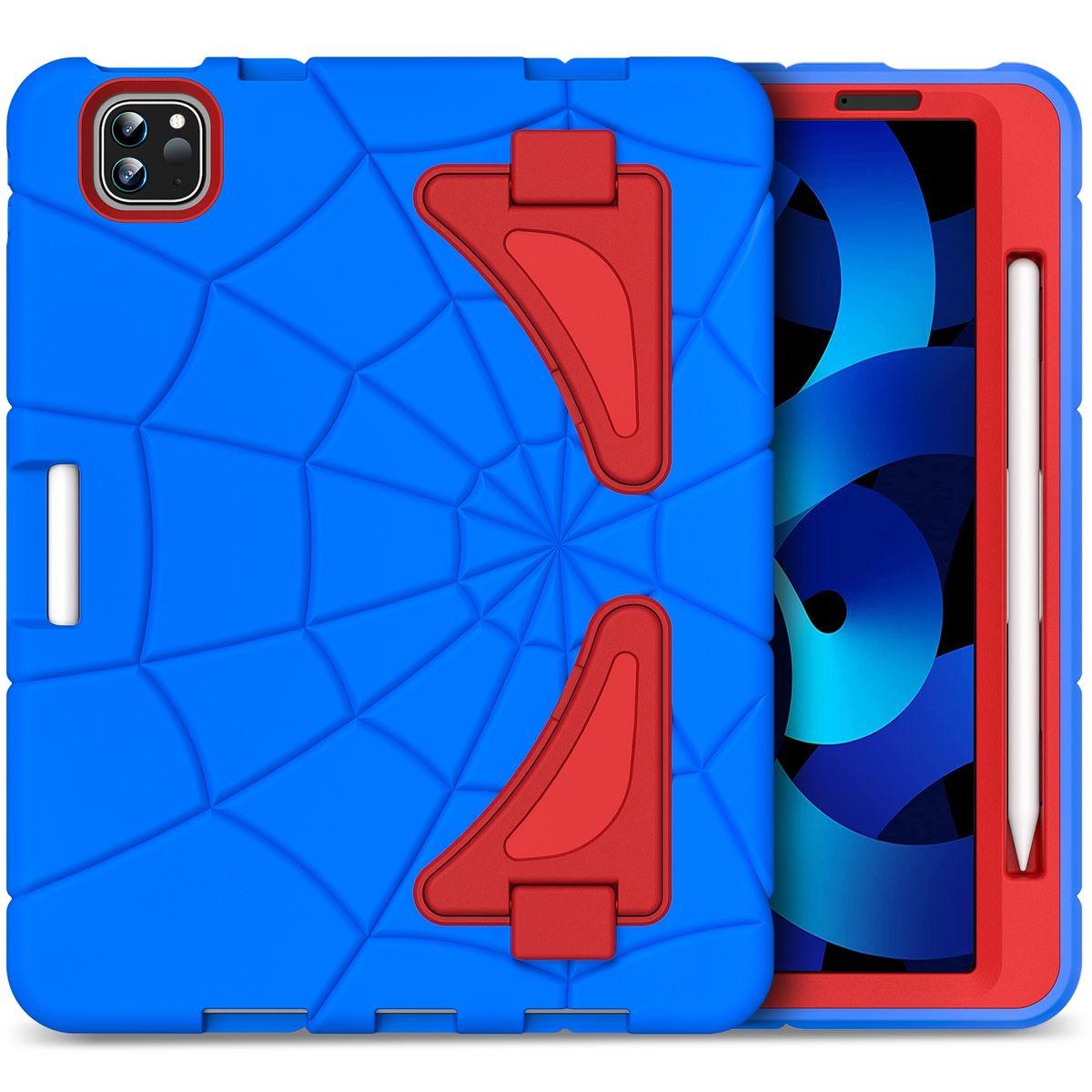 WIGENTO Outdoor Hybrid Hülle Spider Design Kunststoff Rot Tablethülle Silikon, aufstellbar Backcover Blau Apple für / 