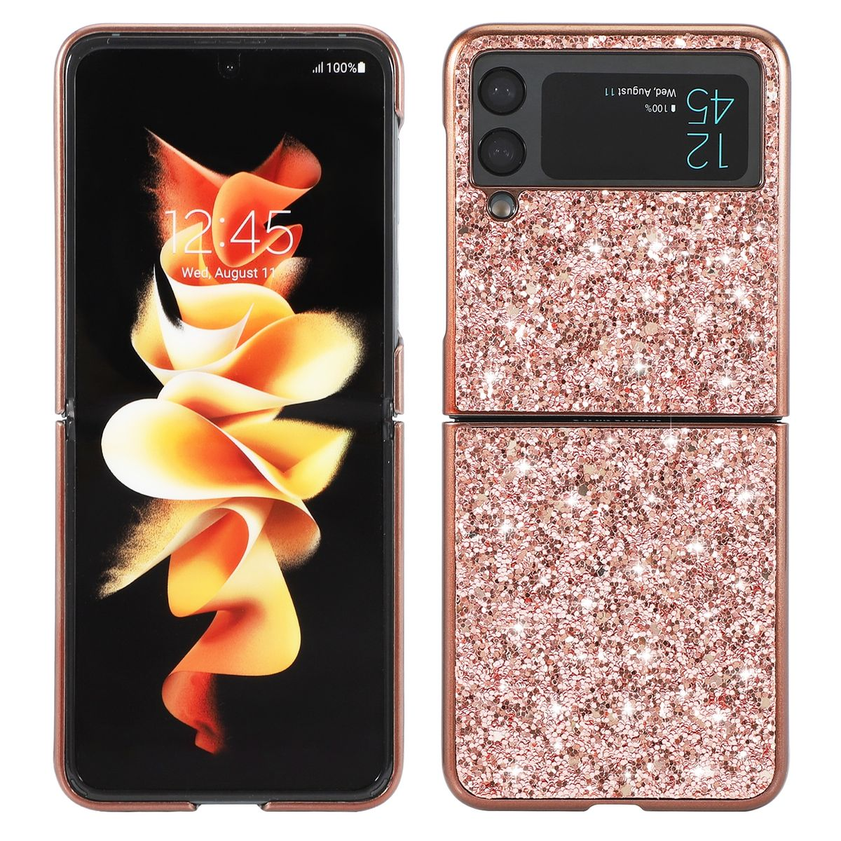 WIGENTO Glitzer Pink Galaxy Style Backcover, Hülle, 5G, Design Samsung, Z Flip4 Diamant