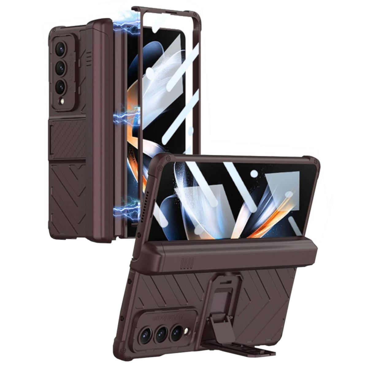 Fold4 Hülle, Kunststoff Cover, Z WIGENTO Samsung, Flip Outdoor Rot 5G, Armor Design Full Galaxy