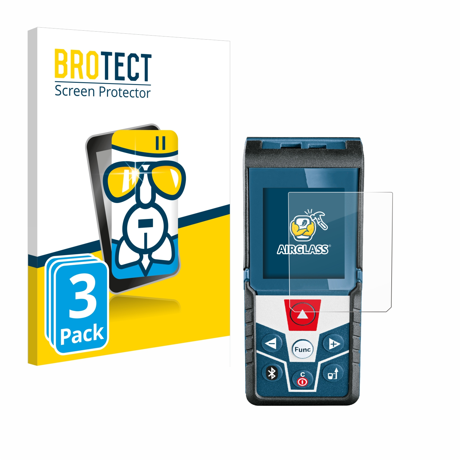 BROTECT 3x Schutzfolie(für Bosch klare C 50 Airglass Professional) GLM