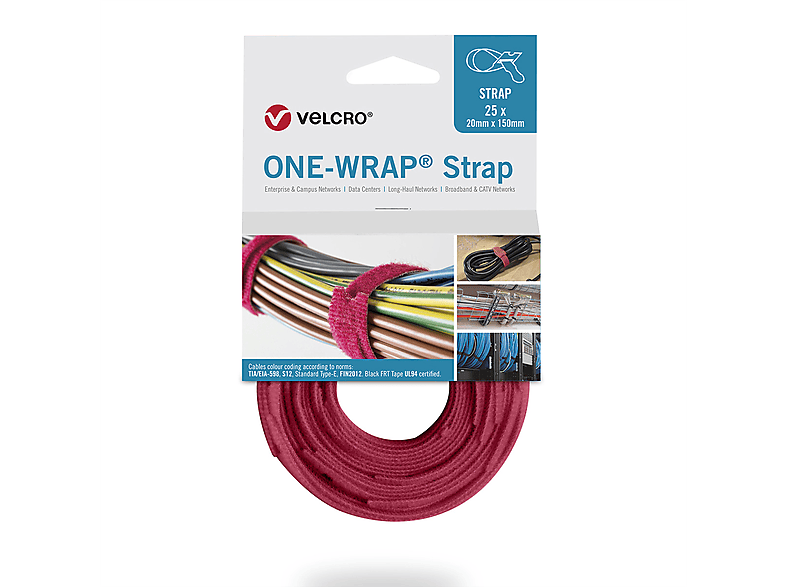 VELCRO One Wrap® Strap 13 x 200 mm Kabelbinder, rot | Kabelverlegung
