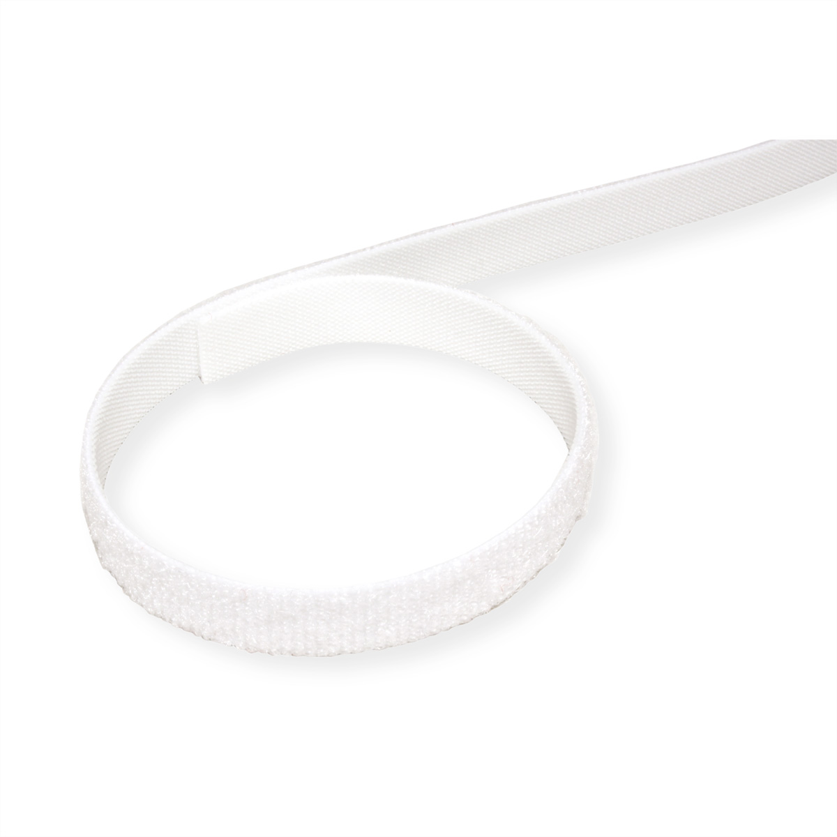 Fascia elastica bianca, ad anello su una superficie bianca.