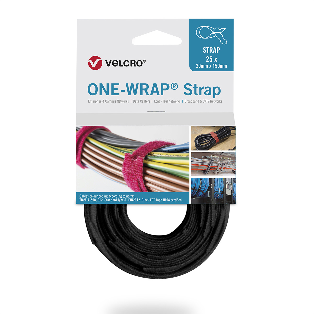 mm One VELCRO 200 Strap schwarz 13 Wrap® Kabelbinder, x