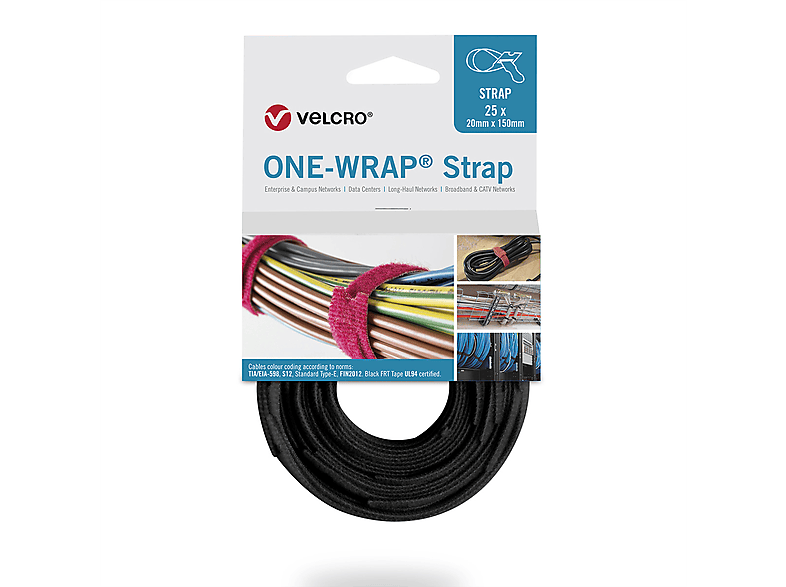 VELCRO One Wrap® Strap 13 Kabelbinder, 200 x mm schwarz