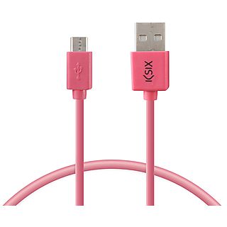 Cable USB - KSIX Carga USB - Micro USB, USB 2.0, Rosa