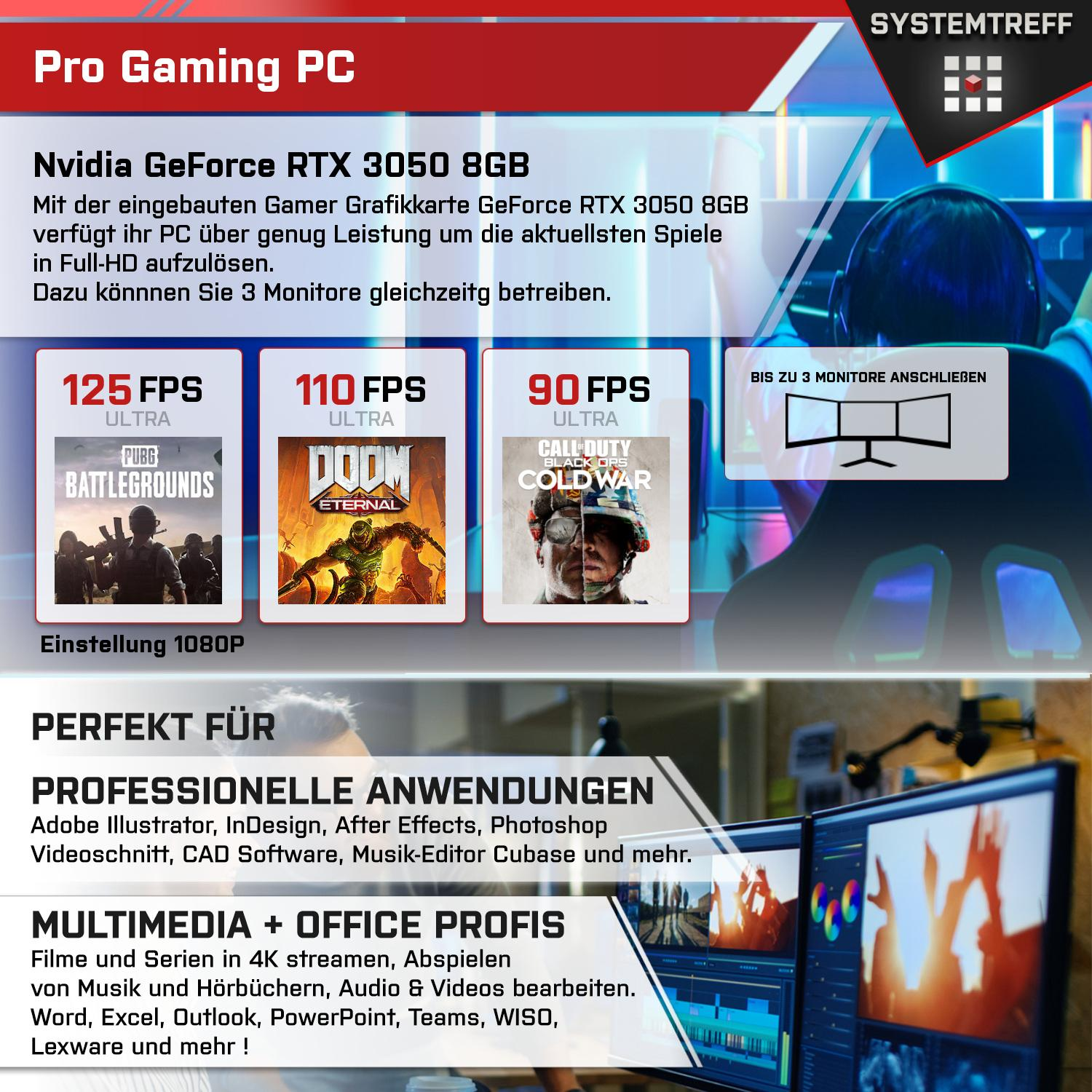 SYSTEMTREFF Gaming Intel Core 3050 16 mSSD, GB NVIDIA GB Intel® 11 PC RAM, Gaming i7 RTX™ Prozessor, mit Windows 1000 Pro, i7-10700F, GeForce Core™