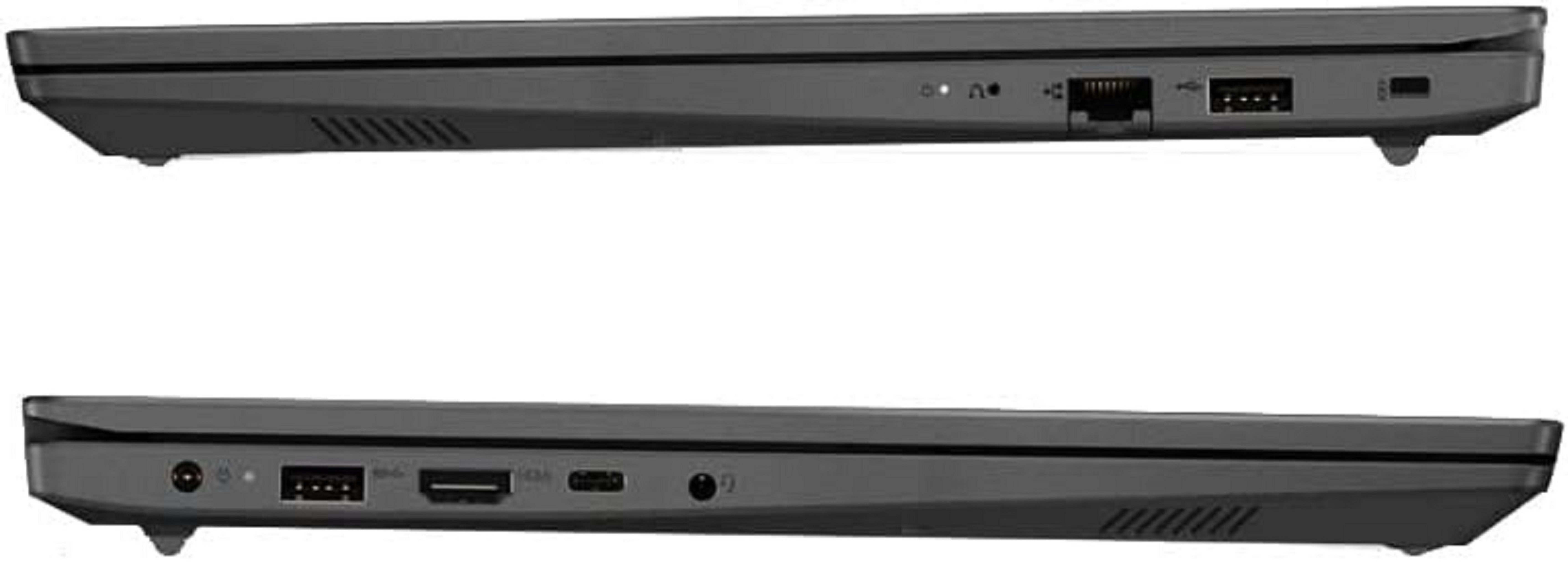 Zwei Laptops, zeigen Anschlüsse an den Seiten, grau gefärbt.