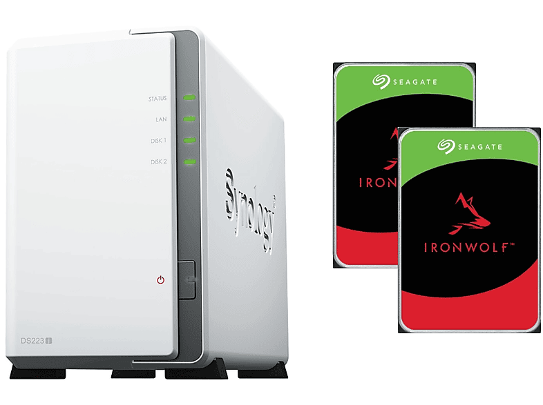 SYNOLOGY DS223J total 8TB mit 2x Festplatte ST 4TB IRONWOLF 8 TB 3