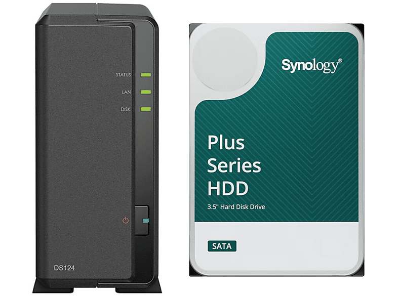 intern SYNOLOGY 4TB TB mit Synology Festplatte 1x Zoll 4 3,5 DS124 HAT PLUS 4TB