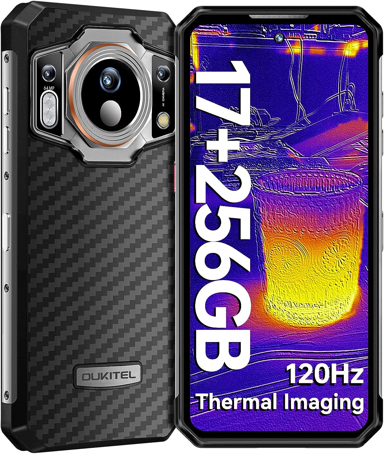 120Hz Schwarz SIM Wärmebildkamera 17GB(12+5)+256GB 9800mAh 256 OUKITEL WP21 Dual GB Ultra