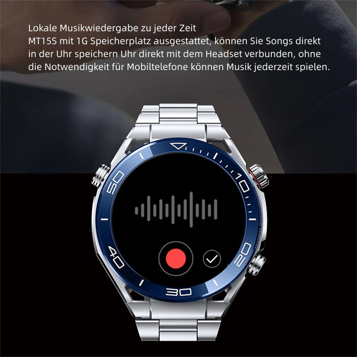 Talk Smart Bluetooth Aufzeichnung blau Watch Watch Smart Schrittzähler Paypal Sport NFC Uhr Kieselgel, BRIGHTAKE Blau