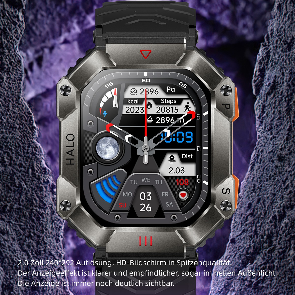 BRIGHTAKE Smartwatch Orange Monitoring Heart Kieselgel, Bluetooth Smart Watch Oxygen Talk Watch orange Rate Outdoor