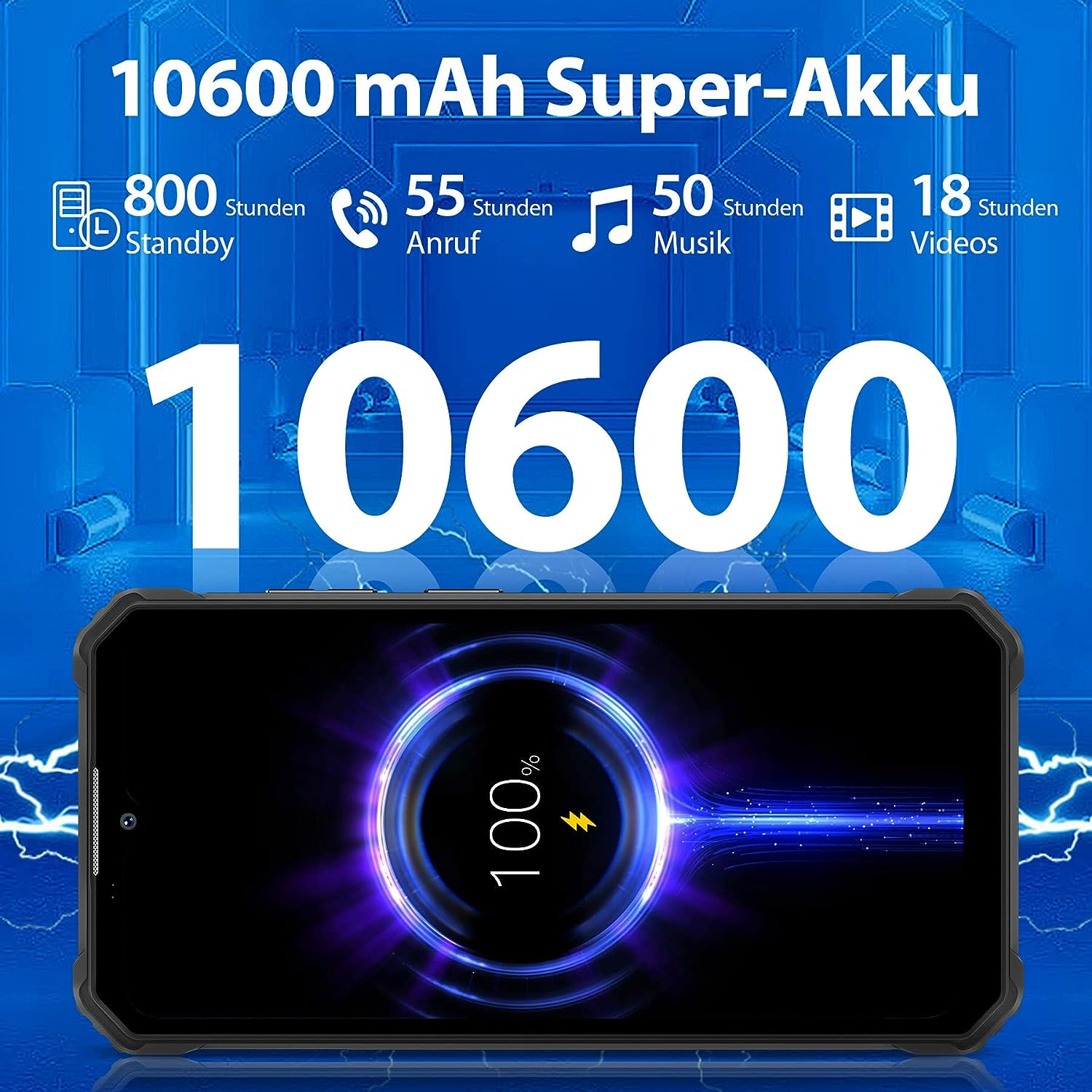 13 NFC OUKITEL 64 7GB+64GB/1TB Android Dual SD 4G WP23 10600mAh SIM Schwarz GB