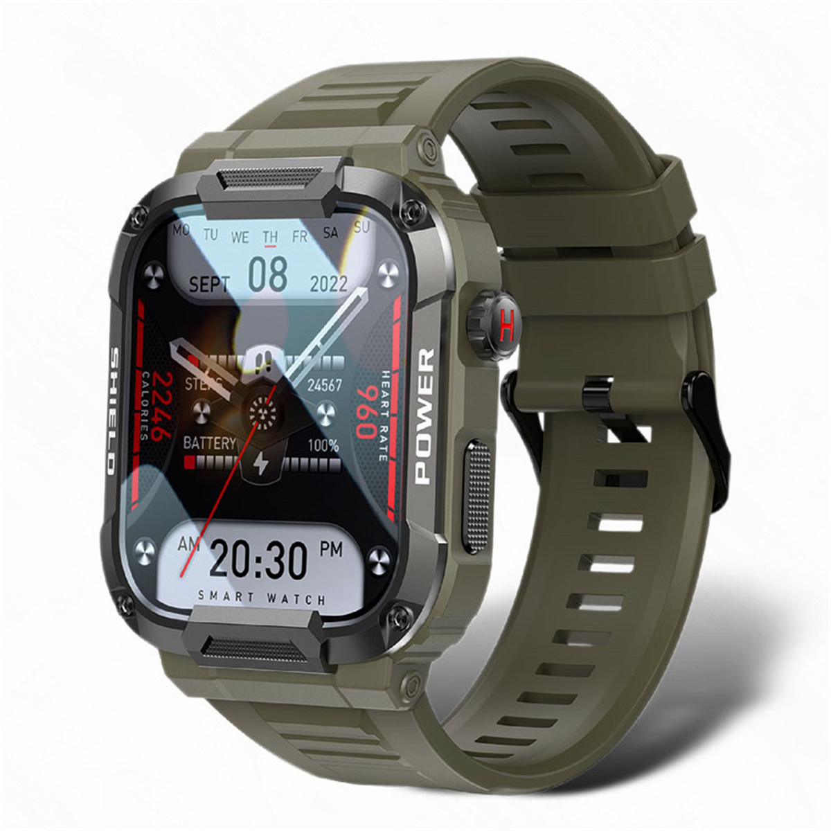 BRIGHTAKE Smartwatch Smart grün Smartwatch Grün Blutdruck-Sauerstoff-Smartwatch Watch 250 Kieselgel, Touch mm, Full