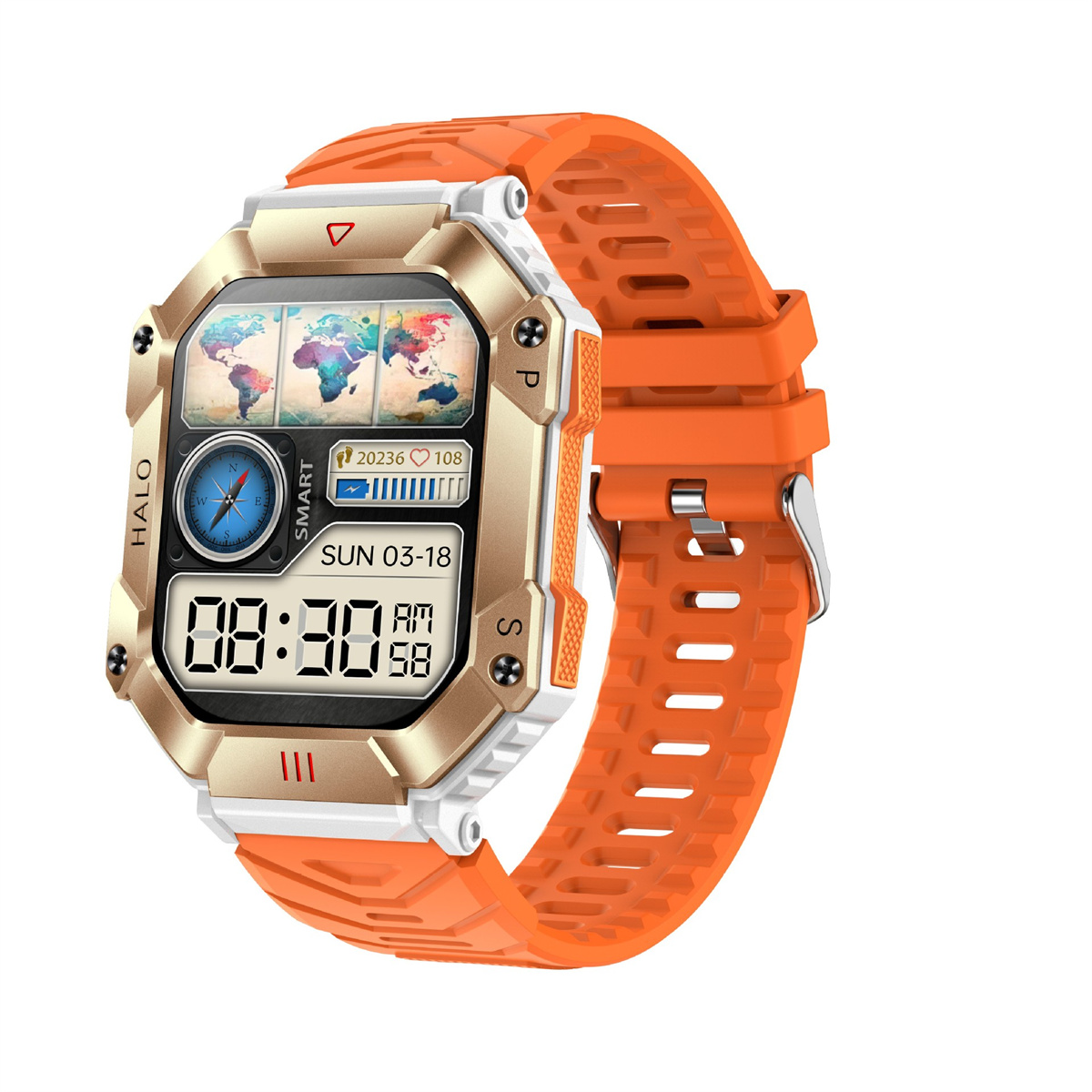 BRIGHTAKE Smartwatch Orange Kieselgel, Watch Talk Smart Heart Bluetooth Monitoring orange Watch Outdoor Oxygen Rate