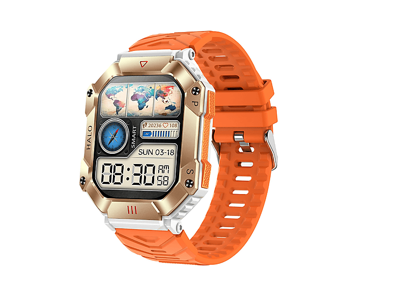 BRIGHTAKE Smartwatch Orange Kieselgel, Watch Talk Smart Heart Bluetooth Monitoring orange Watch Outdoor Oxygen Rate