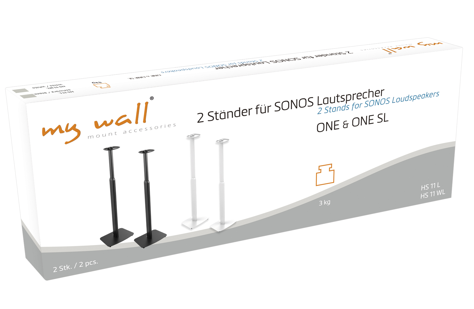 höhenverstellbare WALL MY Lautsprecher 2er-Set Ständer ONE Sonos & ONE SL HS11WL