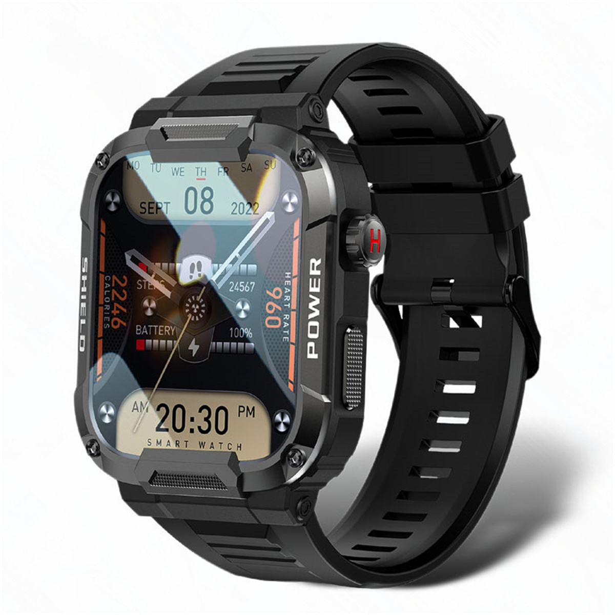 Smartwatch Full Touch Watch Kieselgel, Schwarz 250 schwarz BRIGHTAKE Smart Smartwatch mm, Blutdruck-Sauerstoff-Smartwatch