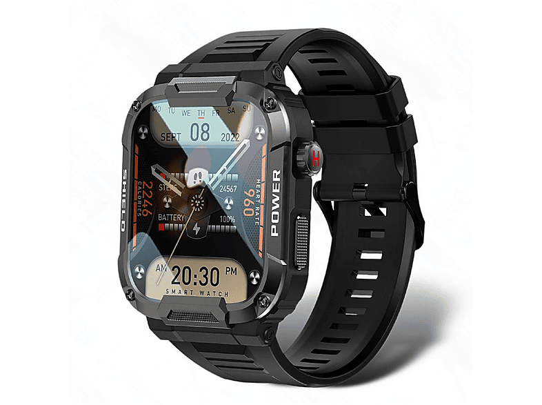 BRIGHTAKE Smartwatch Schwarz Full Touch Smartwatch Blutdruck-Sauerstoff-Smartwatch Smart Watch Kieselgel, 250 mm, schwarz