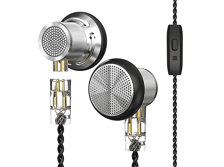 BRIGHTAKE Kopfhörer Silver Flat Earbuds Wired Headphones Bass Metal Headphones, In-ear Headset silbrig | Headsets