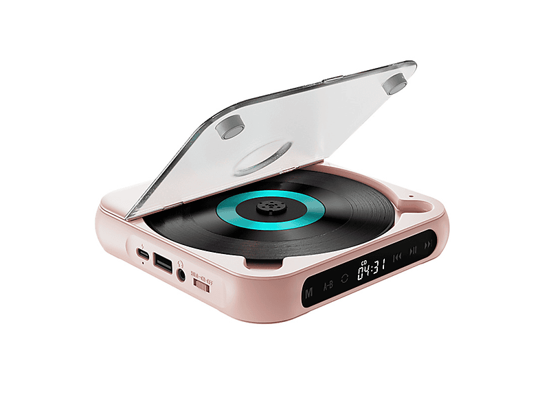 BRIGHTAKE CD-Spieler rosa Walkman Mini-Player Licht Englisch Album CD-Player Lautsprecher Rosa Hause zu CD hören
