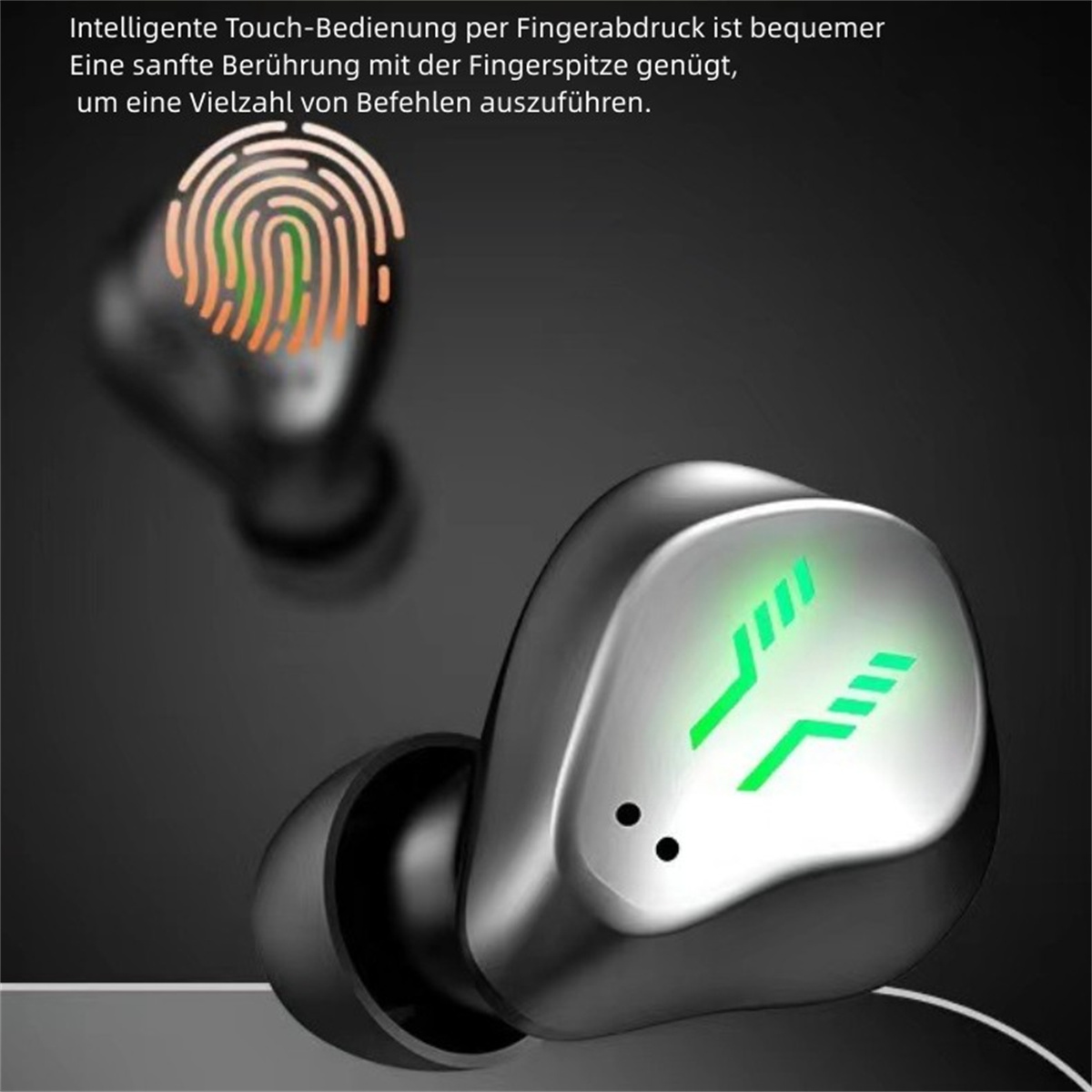 BRIGHTAKE Bluetooth Kopfhörer, Bluetooth Wireless Kopfhörer Kopfhörer In-ear Vollmetallgehäuse Bluetooth schwarz Schwarz