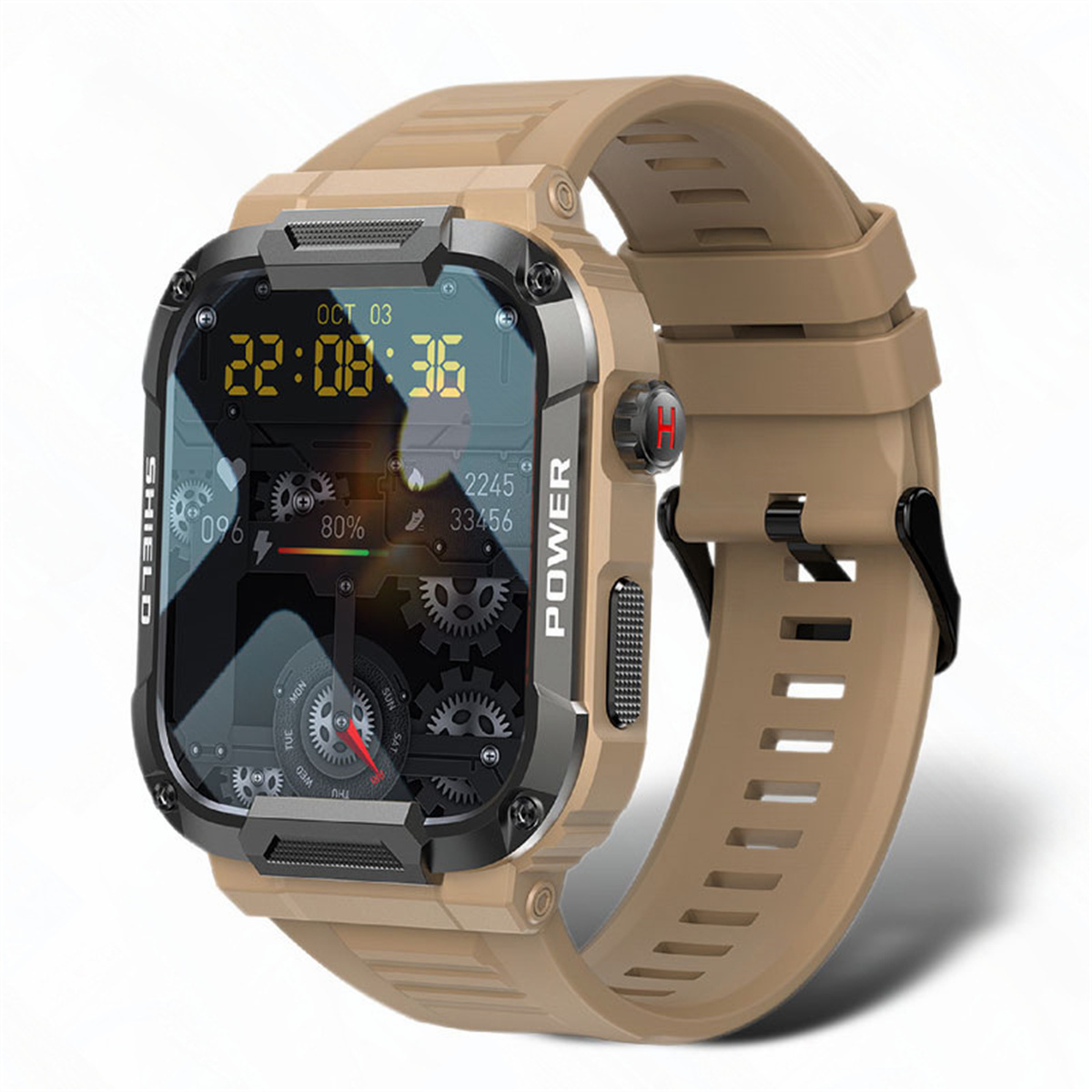 Blutdruck-Sauerstoff-Smartwatch Kieselgel, Watch Smart BRIGHTAKE 250 mm, Smartwatch Touch Smartwatch Full Gelb gelb