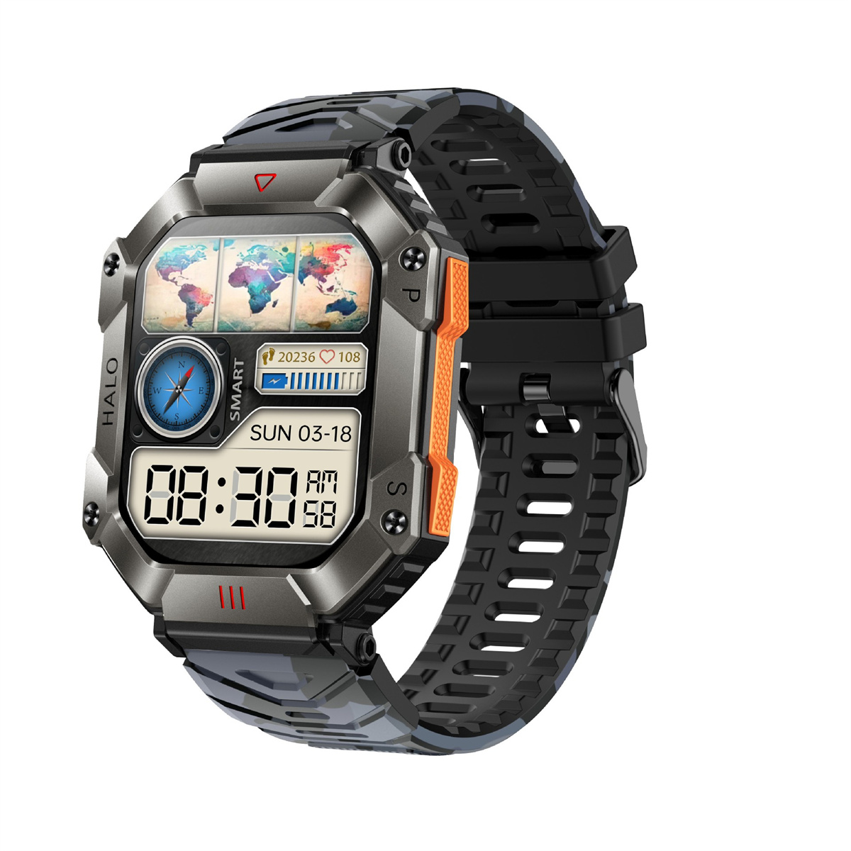 Kieselgel, Grau Outdoor Watch Bluetooth Watch Talk Smart BRIGHTAKE Smart Oximetrie grau Uhr Herzfrequenz Monitor