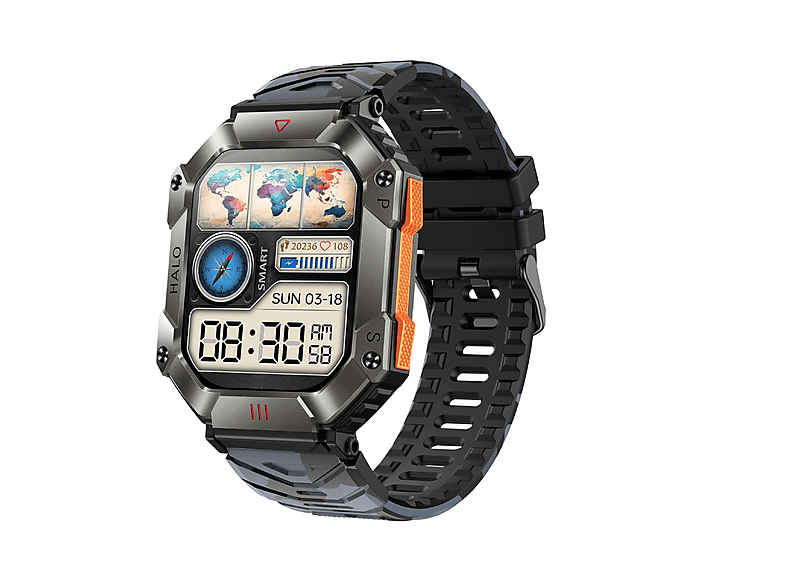 BRIGHTAKE Smart Watch Grau Bluetooth Talk Outdoor Herzfrequenz Oximetrie Monitor Uhr Smart Watch Kieselgel, grau