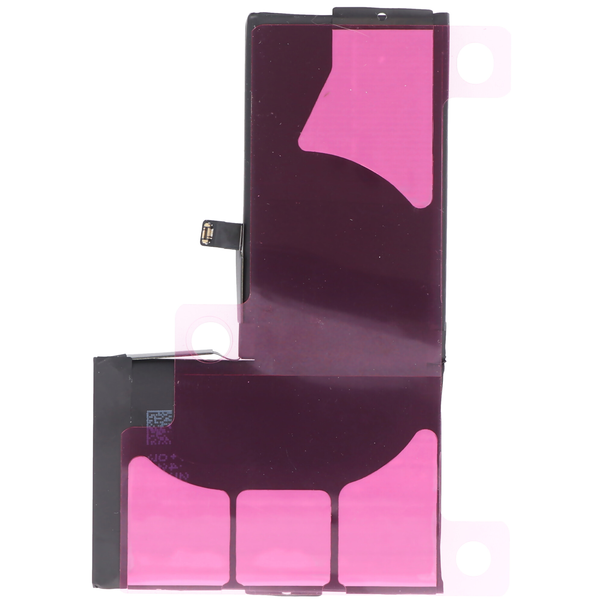 Eine zerlegte Telefonbatterie mit rosa Klebeband darauf.