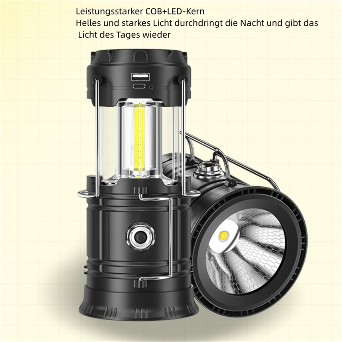 BRIGHTAKE schwarz LED Wiederaufladbare Schwarz Camping Lampe, Tragelichter Zelt-Beleuchtung Outdoor-Beleuchtung