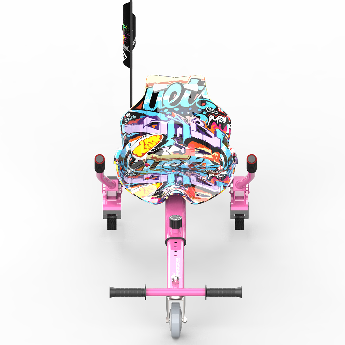 Rosa Dreirad mit Graffiti-Sitz und Lenker.