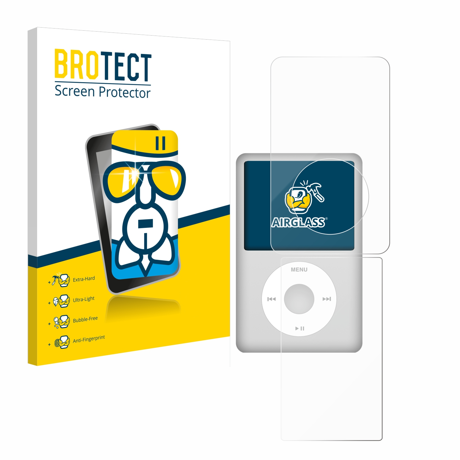 Schutzfolie(für Apple 5.5 Gen.)) klare Classic iPod Airglass BROTECT (Display+Rückseite,