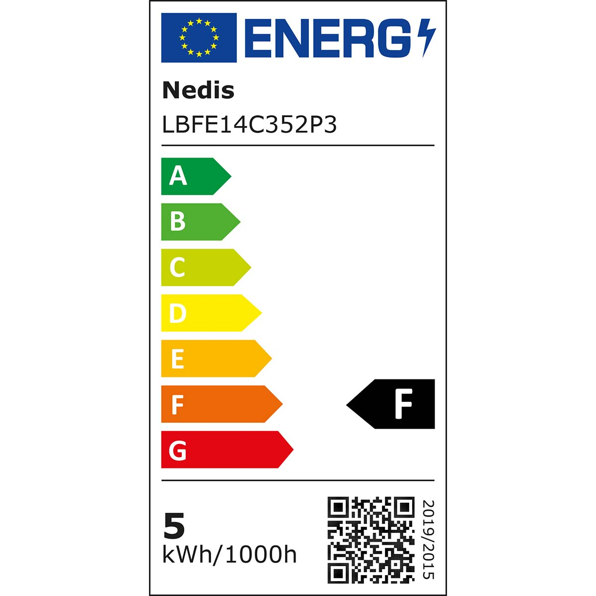 Etiqueta energética con clasificación A verde. La etiqueta tiene el logotipo Energ y otros detalles.