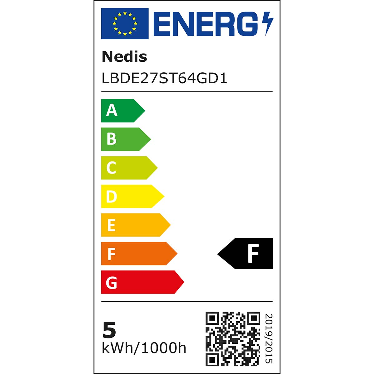 Etiqueta energética con clasificación A verde. La etiqueta tiene el logotipo Energ y otros detalles.