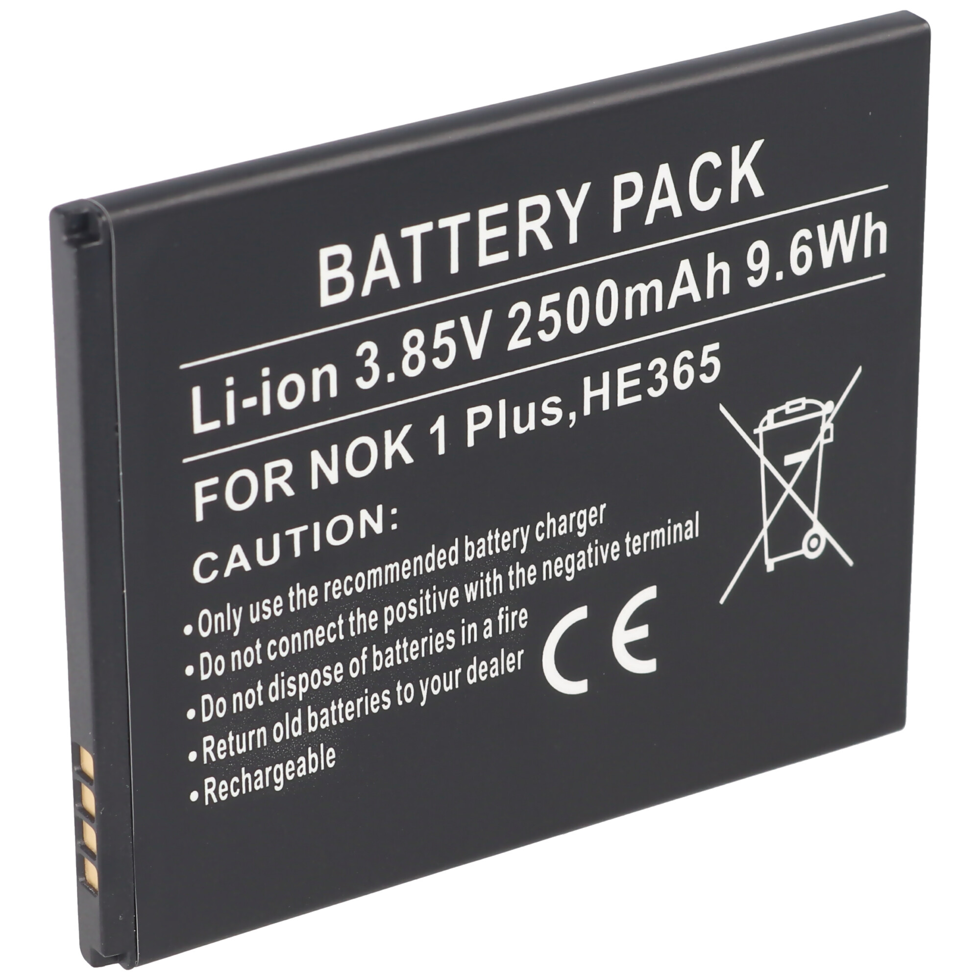 Li-Ion, 2500 1 2500mAh, - für mAh Handy-Akku, 3,85V, Plus, Akku passend Lithium-Ionen Nokia Li-Ion ACCUCELL 9,6Wh HE365,