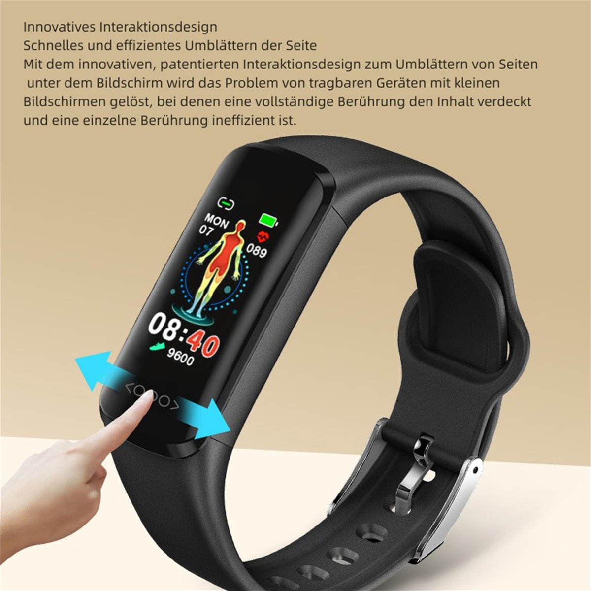 BRIGHTAKE Smart-Armband Rosa Gesundheit Smartwatch, 140-210 mm, Armband, Rosa Blutdruckmessung Blutzucker