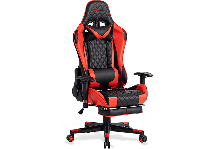 FOXSPORT Gaming Stuhl mit Beinstütze Rot Gaming-Stuhl, rot