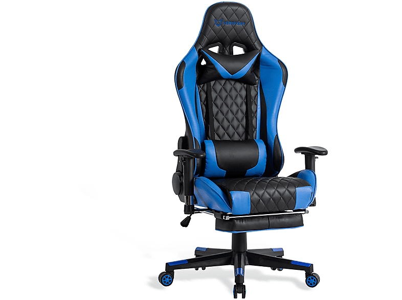 FOXSPORT Gaming Stuhl mit Beinstütze blau Blau Gaming-Stuhl
