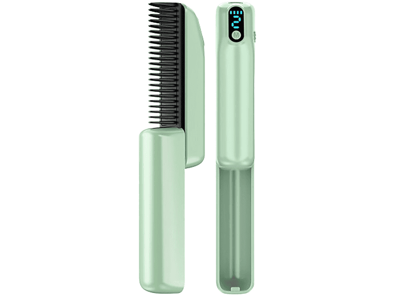 Negativ-Ionen-Haarglätter Warmluftbürste Haar Gerade Doppelzweck Haarglättungskamm Grün SYNTEK lockiges