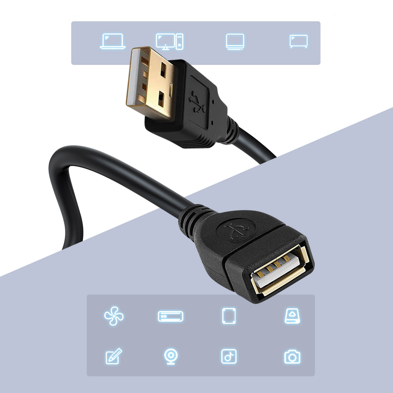 MAX EXCELL USB Verlängerungskabel, USB-Kabel, 5 m 5m