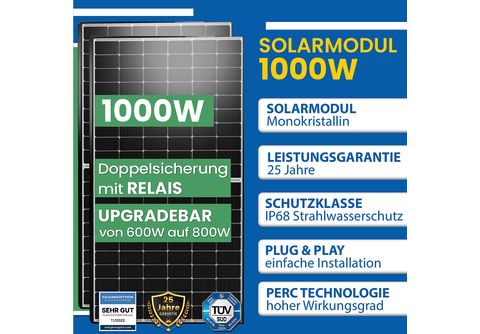 1000W / 800W Photovoltaik Balkonkraftwerk Upgradefähiger