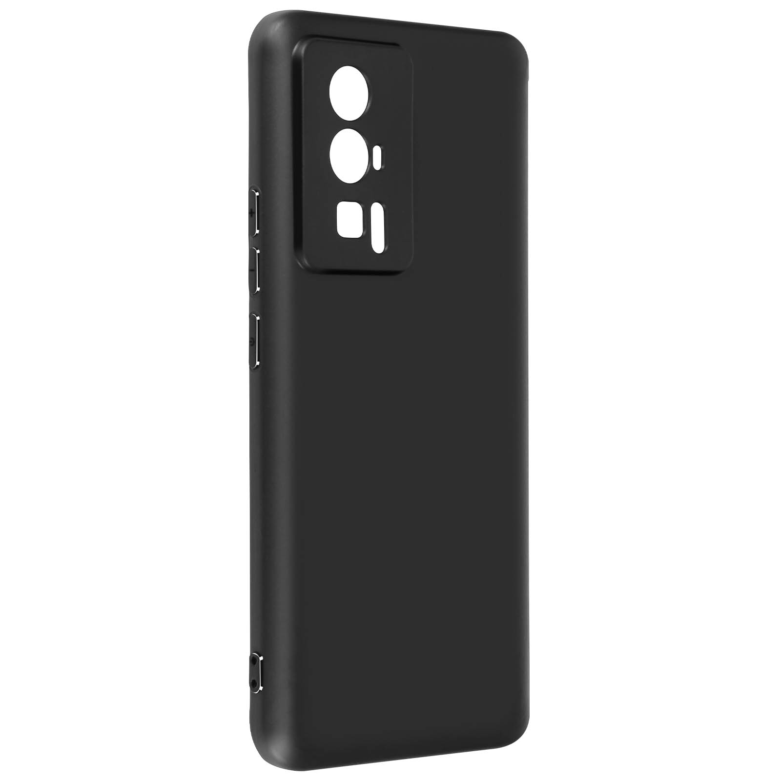 Custodia nera per telefono con intagli per la fotocamera.