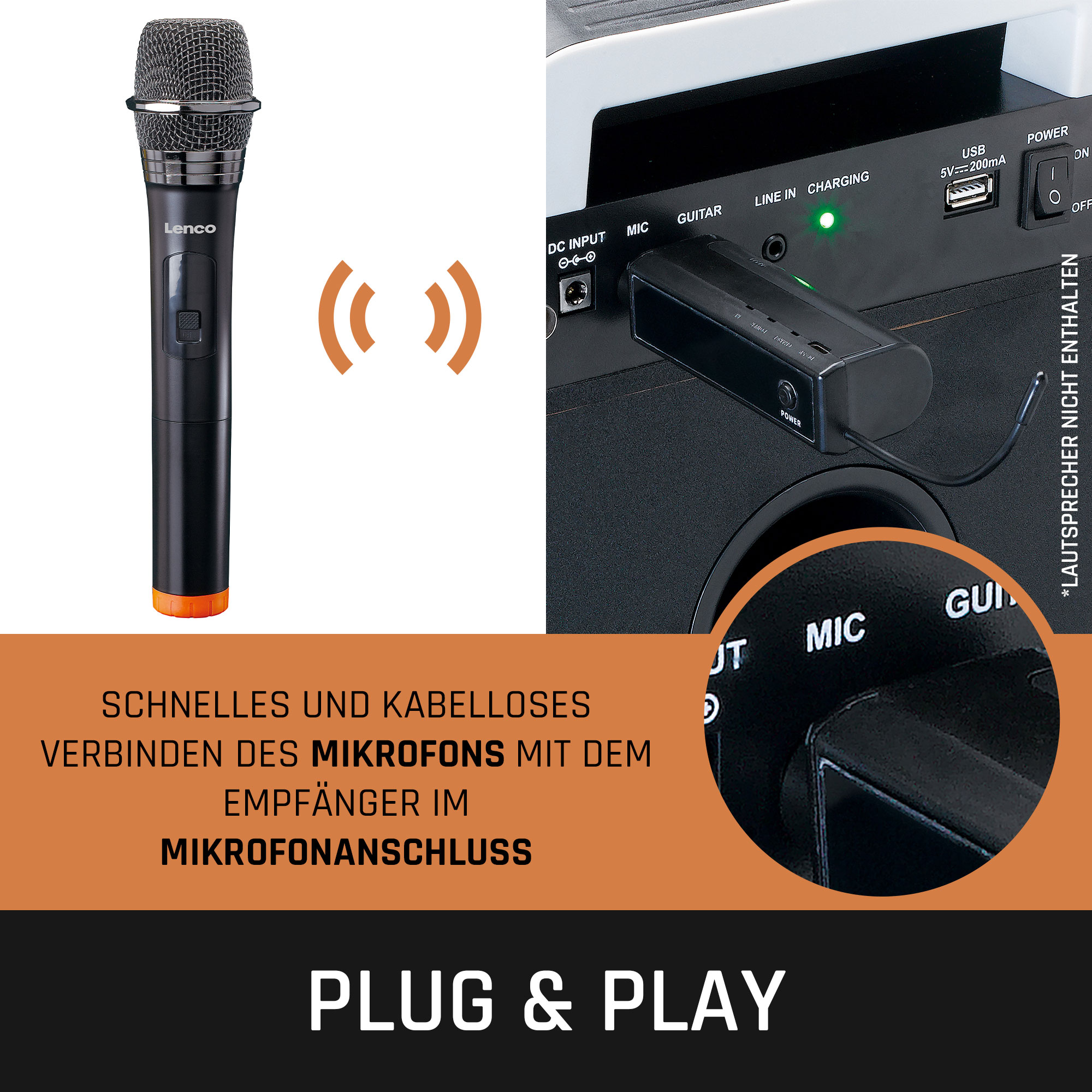LENCO MCW-020BK Kabellose-Mikrofone Stk. - Schwarz - 2